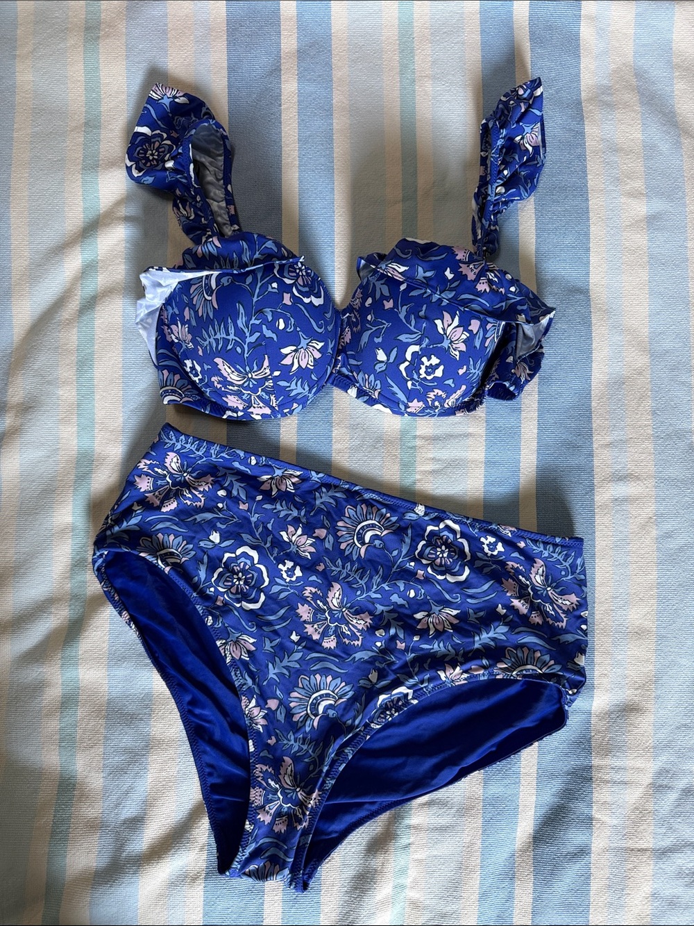 Vineyard Vines Blue Floral High-Waist Bikini